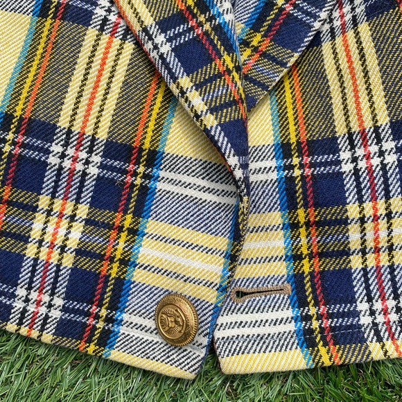 Vintage Yellow Plaid Blazer - Picture 3 of 13